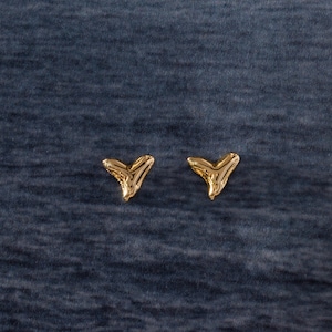 Tiny Shark Tooth Earrings by Caitlyn Minimalist • Organic Ocean Inspired Flat Back Studs • Gift for Her • ER797