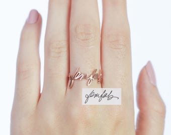 Anillo de firma • Joyería conmemorativa con firma • Anillo personalizado con escritura a mano en plata de ley • Anillo con nombre • Regalo de condolencia • Regalo para mamá • RM01
