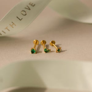 Dainty Emerald Earring Set by Caitlyn Minimalist • Green Birthstone Flat Back Studs • Emerald Jewelry • Birthday Gift for Her • ER619