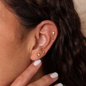 Opal Cluster Earring Set by CaitlynMinimalist • Flat Back Stud Earrings • Dainty Cartilage Earring • Gemstone Jewelry • Gift for Her • ER457