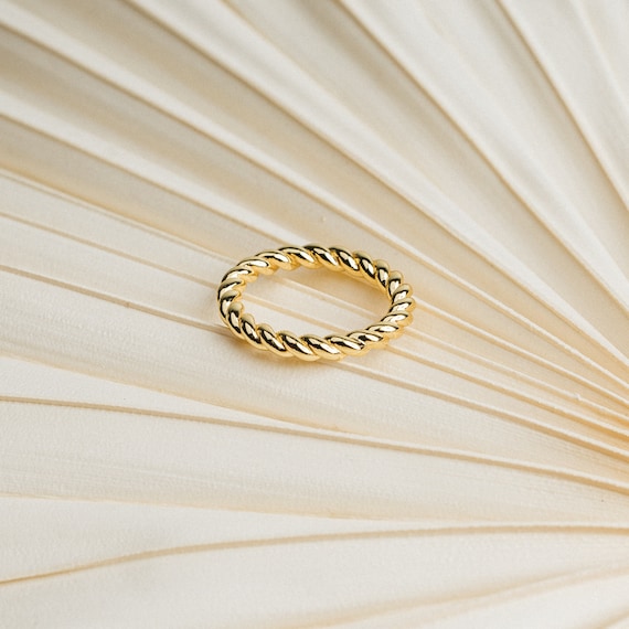 Gold Twisted Ring by Caitlyn Minimalist Eternity Ring Minimalist Ring Stacking Ring Thick Twist Ring Christmas Gifts RR002 Etsy