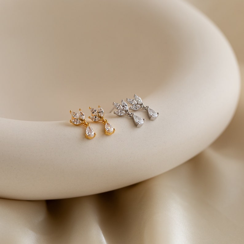 Marquise Diamond Drop Earrings by Caitlyn Minimalist Dainty Dangle Earrings Elegant Wedding Jewelry Bridesmaid Gift ER343 image 6
