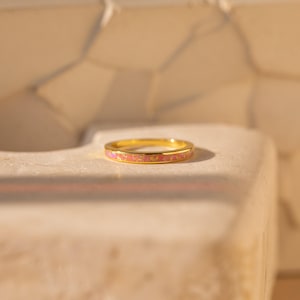 Pink Opal Inlay Ring by Caitlyn Minimalist • Dainty Opal Stacking Ring • Minimalist Gold Jewelry • Anniversary Gift • Gift for Wife • RR110