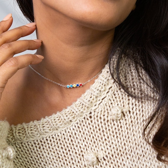Multiple birthstone on sale necklace for mom
