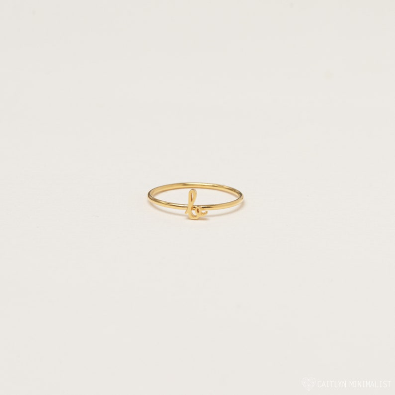 Initial Ring in Sterling Silver Minimalist Ring Personalized Initial Ring Stacking Ring Gift For Her Bridesmaid Gift RM47F51 18K GOLD