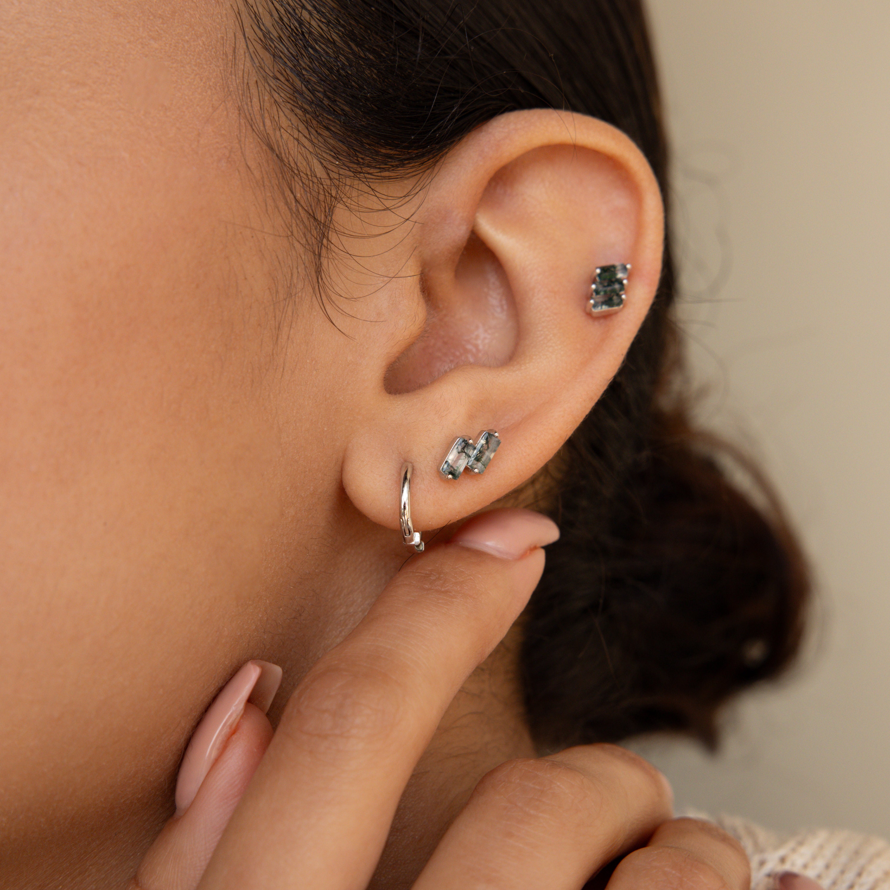 Agate Cartilage Earring Set by Caitlyn Minimalist • Set of 3