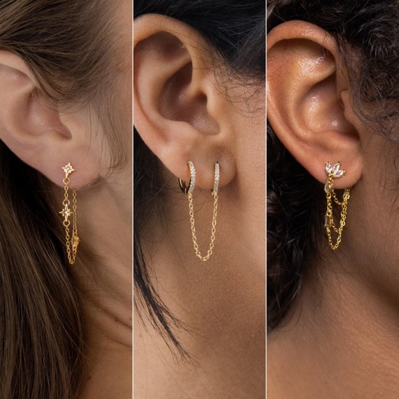 Diamond Chain Earrings by Caitlyn Minimalist Genesis North Etsy