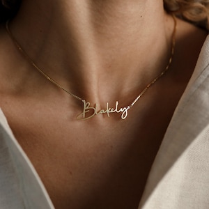 Personalized Name Necklace by Caitlyn Minimalist • Gold & Silver Name Necklace with Box Chain • Birthday Gift • Personalized Gift • NM81F91