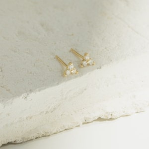 Mini Diamond Stud Earrings for Minimalist Look Dainty Diamond Earrings Perfect to Pair with any of Your Sets ER016 image 2
