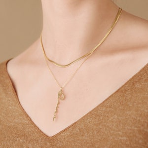 Herringbone Necklace in Gold, Rose Gold, Sterling Silver by Caitlyn Minimalist A Must Have Layering Necklace NR002 image 7