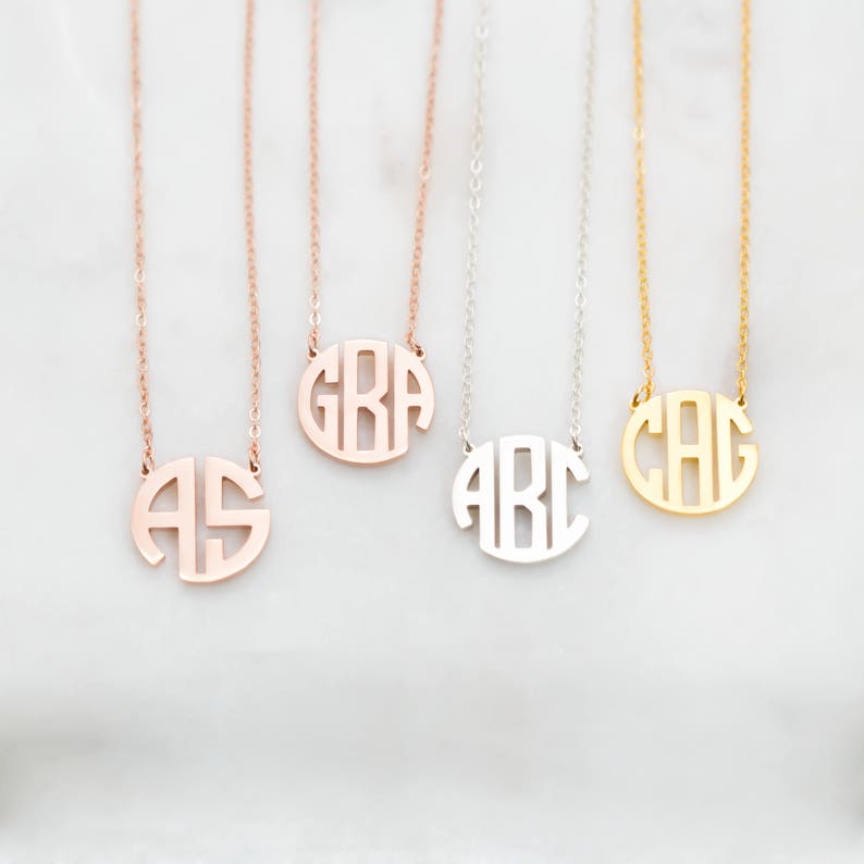 MOTHERS GIFT • Dainty Monogram Necklace • Custom Block Monogram Initials Necklace • Personalized Name Jewelry • Bridesmaids Gifts • NH09 