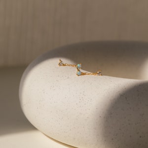 Opal Drop Stud Earrings by Caitlyn Minimalist Dangling Diamond Chain Earrings Everyday Boho Opal Jewelry Gift for Birthday ER305 image 4