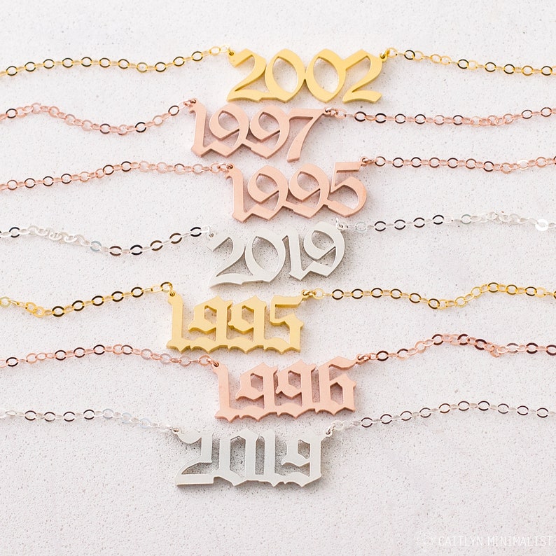 Year Necklace Custom Number Necklace Custom Name Necklace Gothic Necklace Graduation Gift Birthday Gift NH02F69 image 4