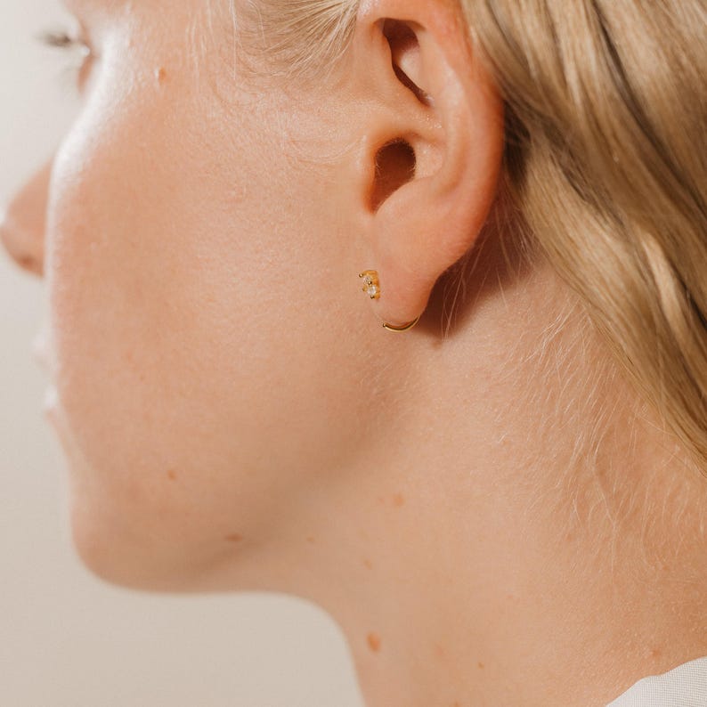 Dainty 3.5mm Diamond Threaders by Caitlyn Minimalist • Small Huggie Hoop Earrings • Minimalist Bridal Jewelry • Bridesmaid Gift • ER096 image 3