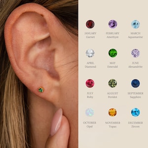 Flat Back Birthstone Studs by Caitlyn Minimalist • Dainty Gemstone Stud Earrings in Gold • Minimalist Jewelry • Personalized Gifts • ER589