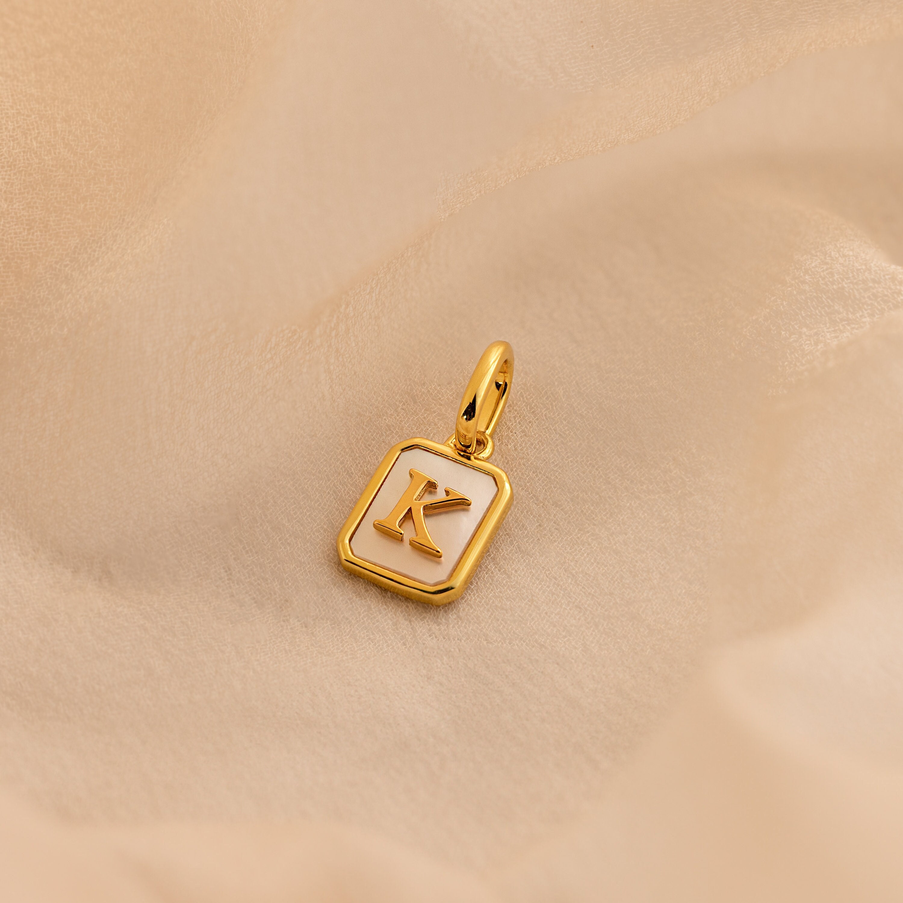 Mother of Pearl Initial Charm by Caitlyn Minimalist • Vintage-Style Pearl Pendant in Gold • Dainty Pearl Jewelry • Gift for Mom • XR020