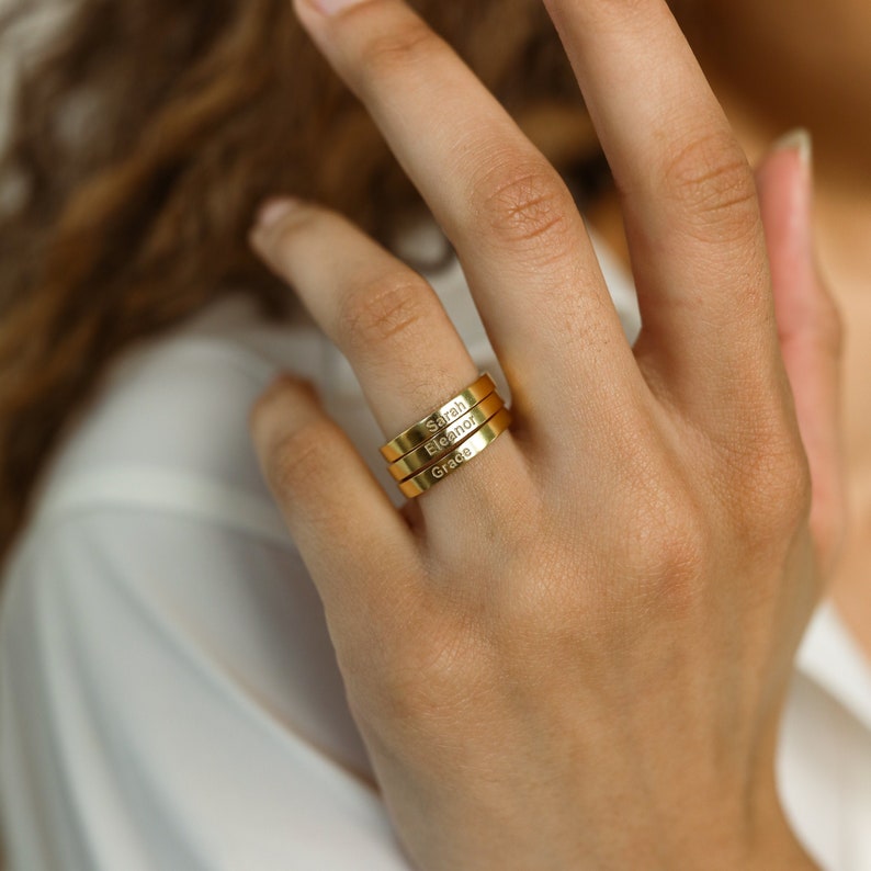 Name Band Custom Name Ring Skinny Engraved Ring Engraved image 2