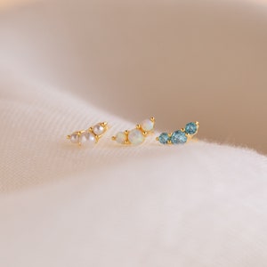 Custom Birthstone Studs by Caitlyn Minimalist Everyday Gold Stacking Earrings Dainty Crystal Jewelry Personalized Gift for Her ER232 image 2