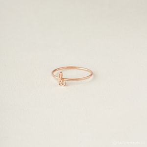 Initial Ring in Sterling Silver Minimalist Ring Personalized Initial Ring Stacking Ring Gift For Her Bridesmaid Gift RM47F51 ROSE GOLD