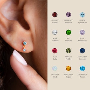 Birthstone Drop Earrings by Caitlyn Minimalist • Dangling Gemstone Stud Earrings • Dainty Crystal Jewelry • Birthday Gift for Her • ER382
