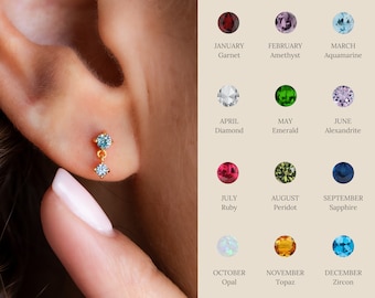 Birthstone Drop Oorbellen van Caitlyn Minimalist • Bungelende Edelsteen Stud Oorbellen • Sierlijke kristallen sieraden • Verjaardagscadeau voor haar • ER382