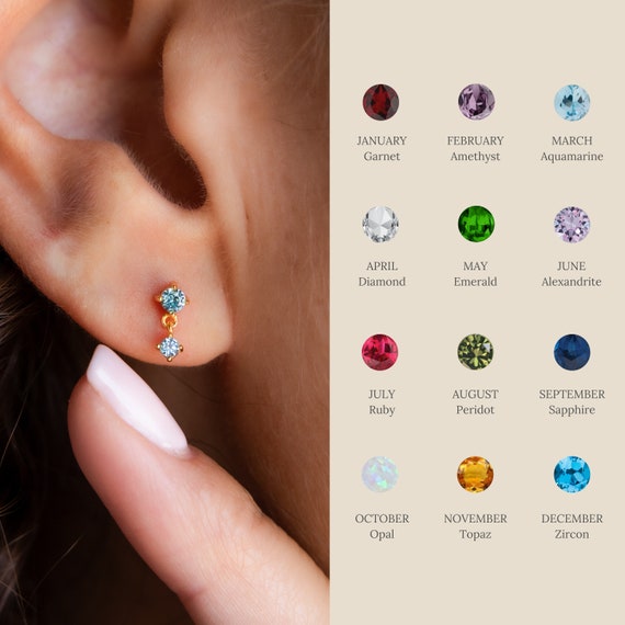 Birthstone Drop Earrings by Caitlyn Minimalist • Dangling
