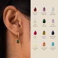 Birthstone Hoop Earrings by Caitlyn Minimalist • Minimalist Gold Hoops with Dangling Gemstone Charm • Perfect Gifts for Daughter • ER117