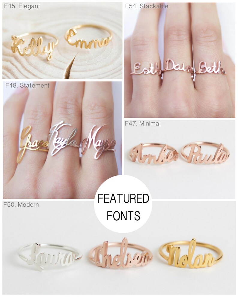 Stacking Name Ring by Caitlynminimalist Custom Name Ring Etsy