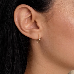 Tiny Diamond Hoops by Caitlyn Minimalist • Dainty Earrings • Gold Hoop Earrings • Dainty Threader Earrings • Bridesmaid Gift for Her • ER155