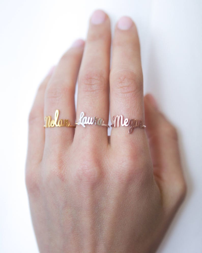 Stacking Name Ring by Caitlynminimalist Custom Name Ring Etsy