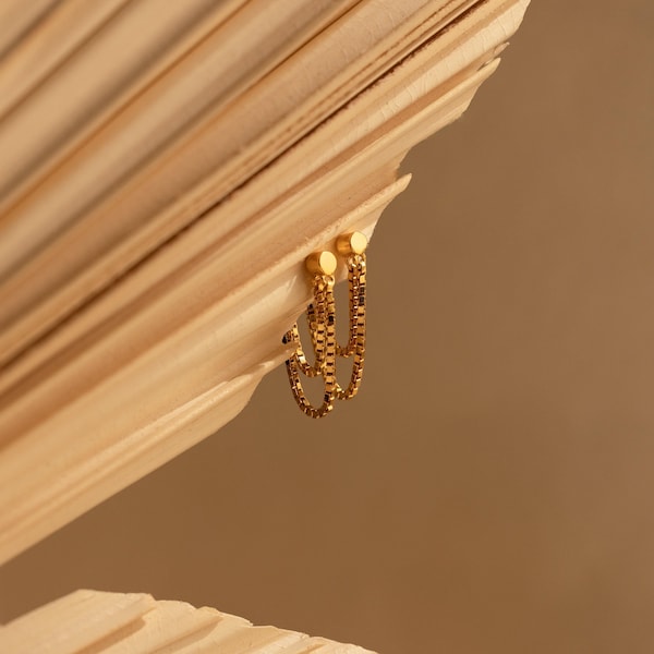 Chain Flat Back Earrings by Caitlyn Minimalist • Dainty Dangling Cartilage Earrings • Statement Jewelry • Birthday Gift • ER460