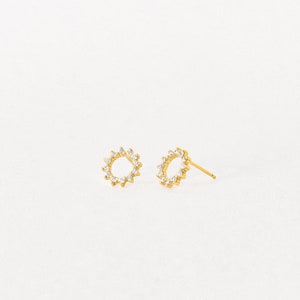 Diamond Sun Earrings by Caitlyn Minimalist Geometric Crystal Earrings Open Circle Diamond Stud Earrings Bridal Jewelry ER199 image 7