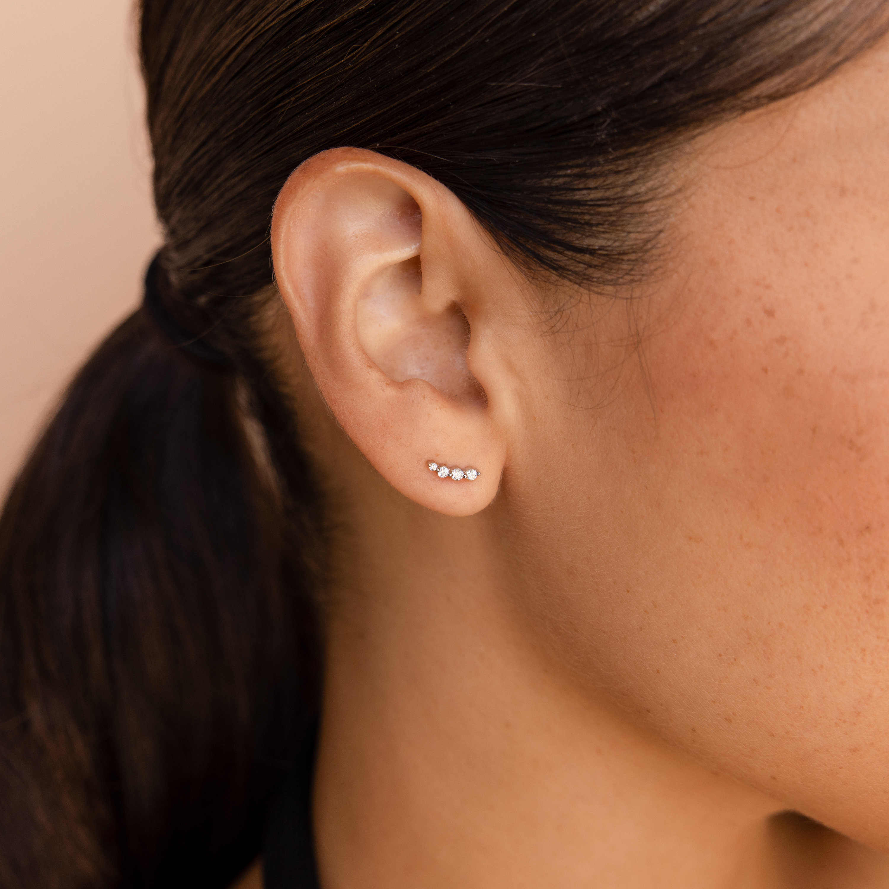 Diamond Climber Earrings by Caitlyn Minimalist • Dainty Stud Earrings • Diamond Crystal Earrings • Silver Jewelry • Gift for Her • ER361