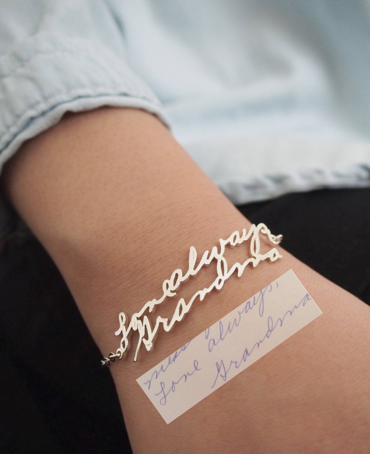 Bracelet D'écriture Manuscrite Bijoux Réels Personnalisés Bracelet Signature Cadeau Souvenir Personnalisé Commémoratif De La Mère Bh01