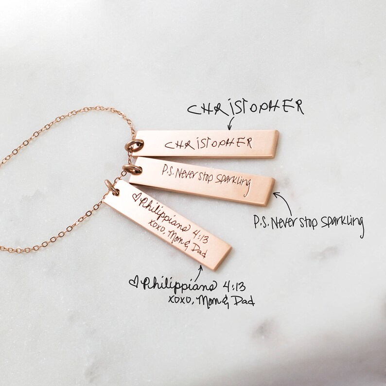 Handwriting Bar Necklace \u2022 Custom Actual Handwriting Jewelry \u2022 Personalized Signature Necklace \u2022 Memorial Keepsake Jewelry \u2022 Mom Gift \u2022 NM23