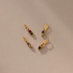 Dainty Duo Birthstone Charm by Caitlyn Minimalist • Custom Gemstone Pendant for Necklace • Personalized Jewelry • Gift for Mom • CM104