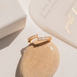 Baguette Diamond Wrap Ring by Caitlyn Minimalist Dainty Gold Ring, Perfect for Anniversary and Engagement Gifts Wedding Jewelry RR077 image 3