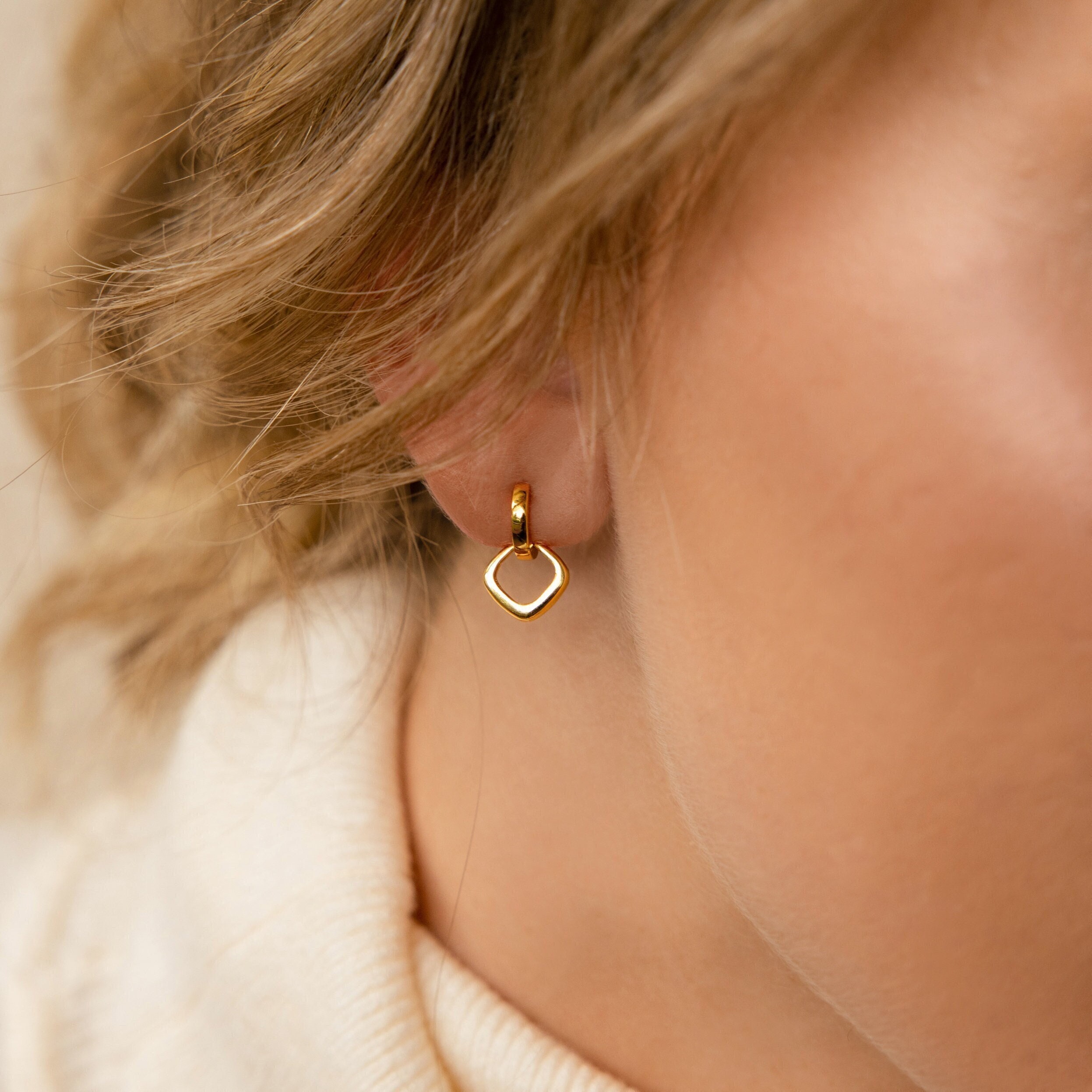 Double Hoop Dangle Huggie Earrings by Caitlyn Minimalist • Small Minimalist Hoop Earrings in Gold & Silver • Best Friend Gift • ER292