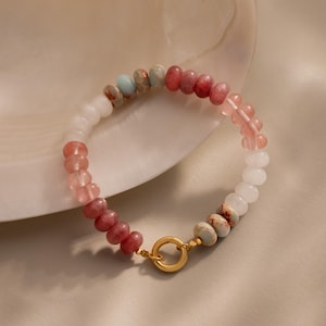 Pulsera de cuentas estilo bohemio de Caitlyn Minimalist • Pulsera de cuentas de piedras preciosas naturales • BR157