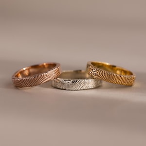 Organic Fingerprint Band by Caitlyn Minimalist • Rounded Actual Fingerprint Ring • Engraved Statement Ring • Personalized Gift • RM201NI