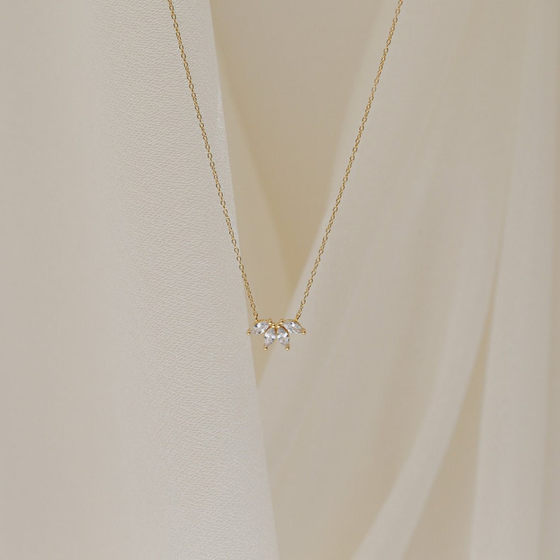 Marquise Diamond Necklace by CaitlynMinimalist Flower Petal Diamond Necklace Flower Necklace Bridesmaid Gift NR055 image 9