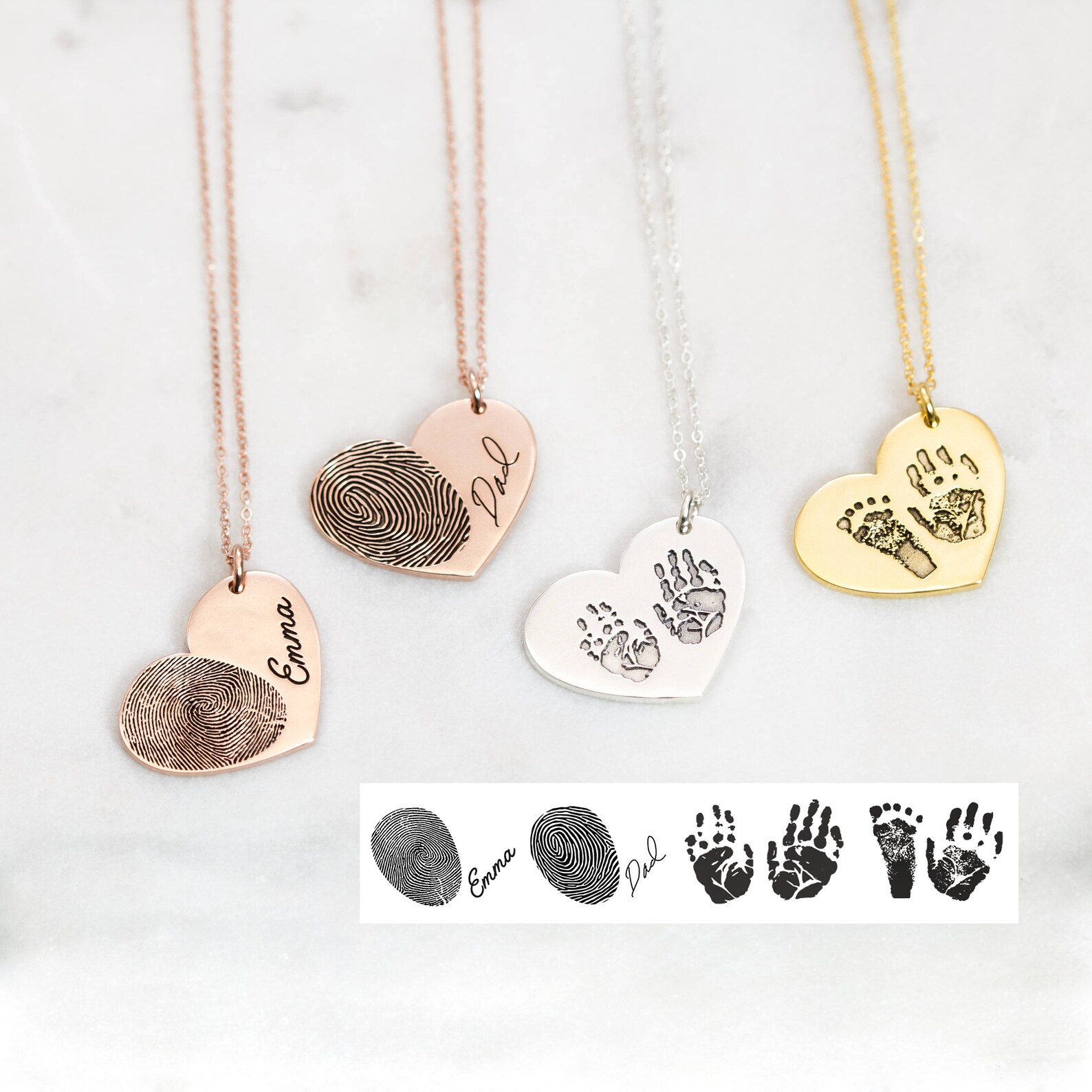 Baby Footprint Necklace Engraved Fingerprint Necklace Etsy