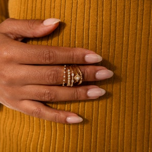 Pearl Diamond Stacking Rings by Caitlyn Minimalist • Dainty Gold Pearl ...