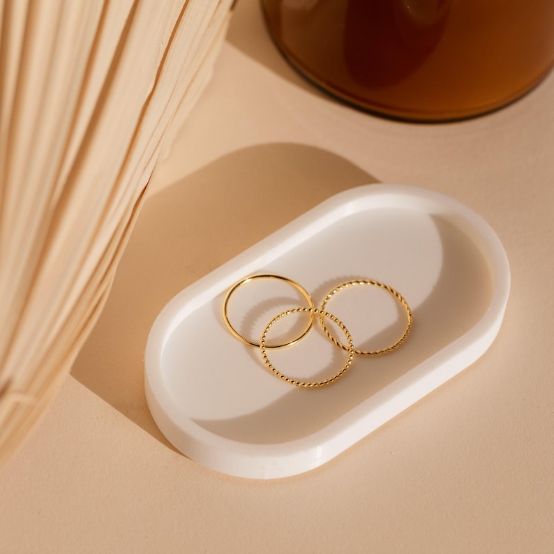 Stapelringenset • Ultradunne stapelringen • Gedraaide ring, delicate ring met kralen, midi-ring • Minimalistische gemengde ringenset • Cadeauset • RR051 afbeelding 2