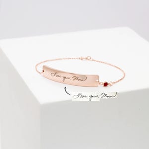 Handwriting Bar Bracelet • Custom Actual Handwriting Jewelry • Personalized Engraved Bracelet • Memorial Handwriting Gift • Mom Gift • BM20