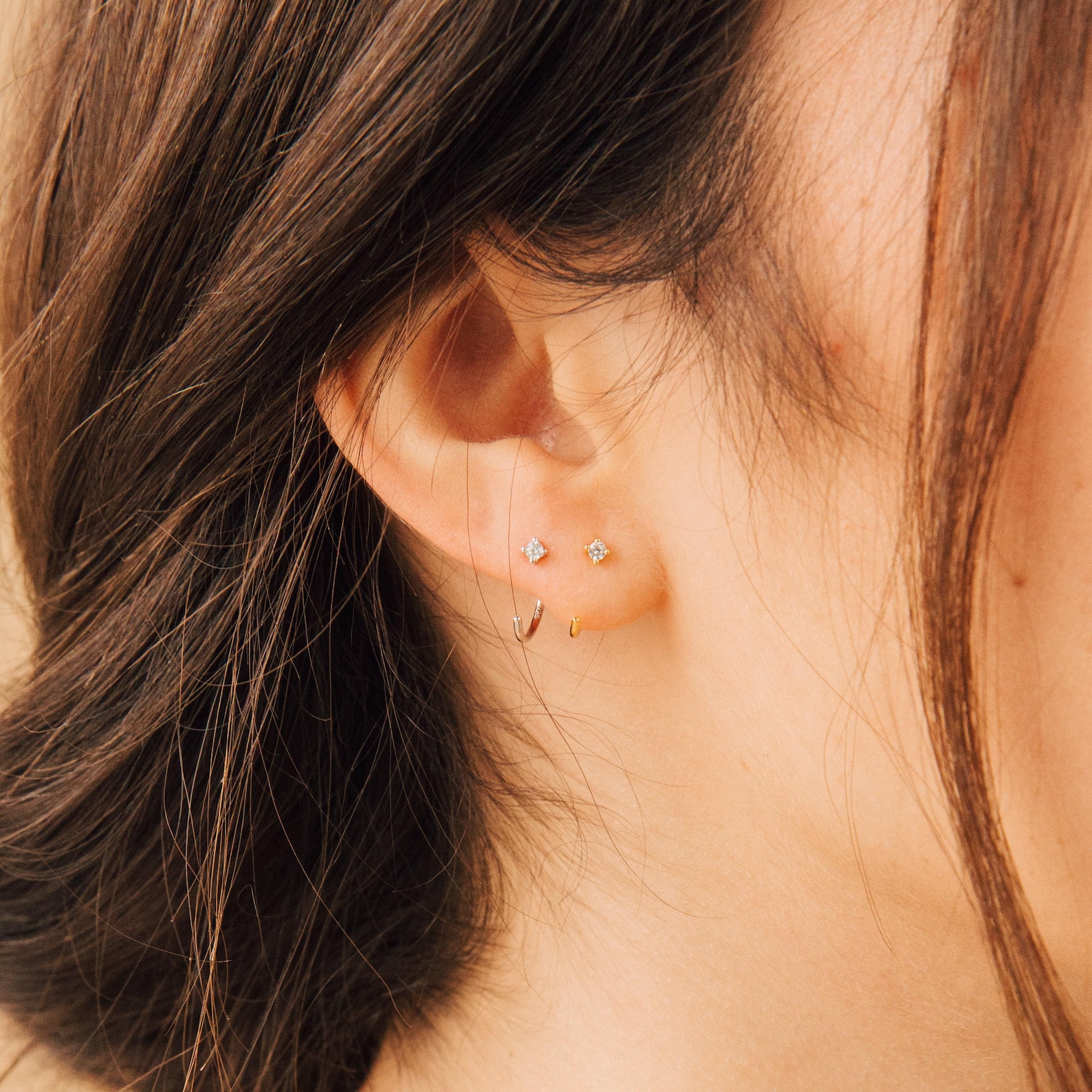 Dainty 1.5mm Diamond Threaders by Caitlyn Minimalist • Mini Huggie Hoops • Diamond Earrings • Minimalist Earrings • ER096