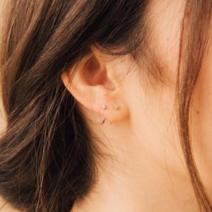 Dainty 1.5mm Diamond Threaders by Caitlyn Minimalist • Mini Huggie Hoops • Diamond Earrings • Minimalist Earrings • ER096
