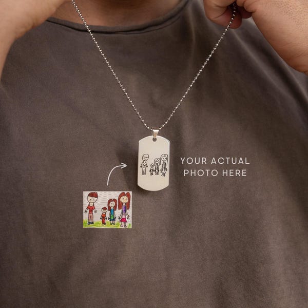 Signature Dog Tag Necklace by Caitlyn Minimalist • Custom Pendant Necklace • Personalized Handwriting Jewelry • Gift for Him • CM26/NM25