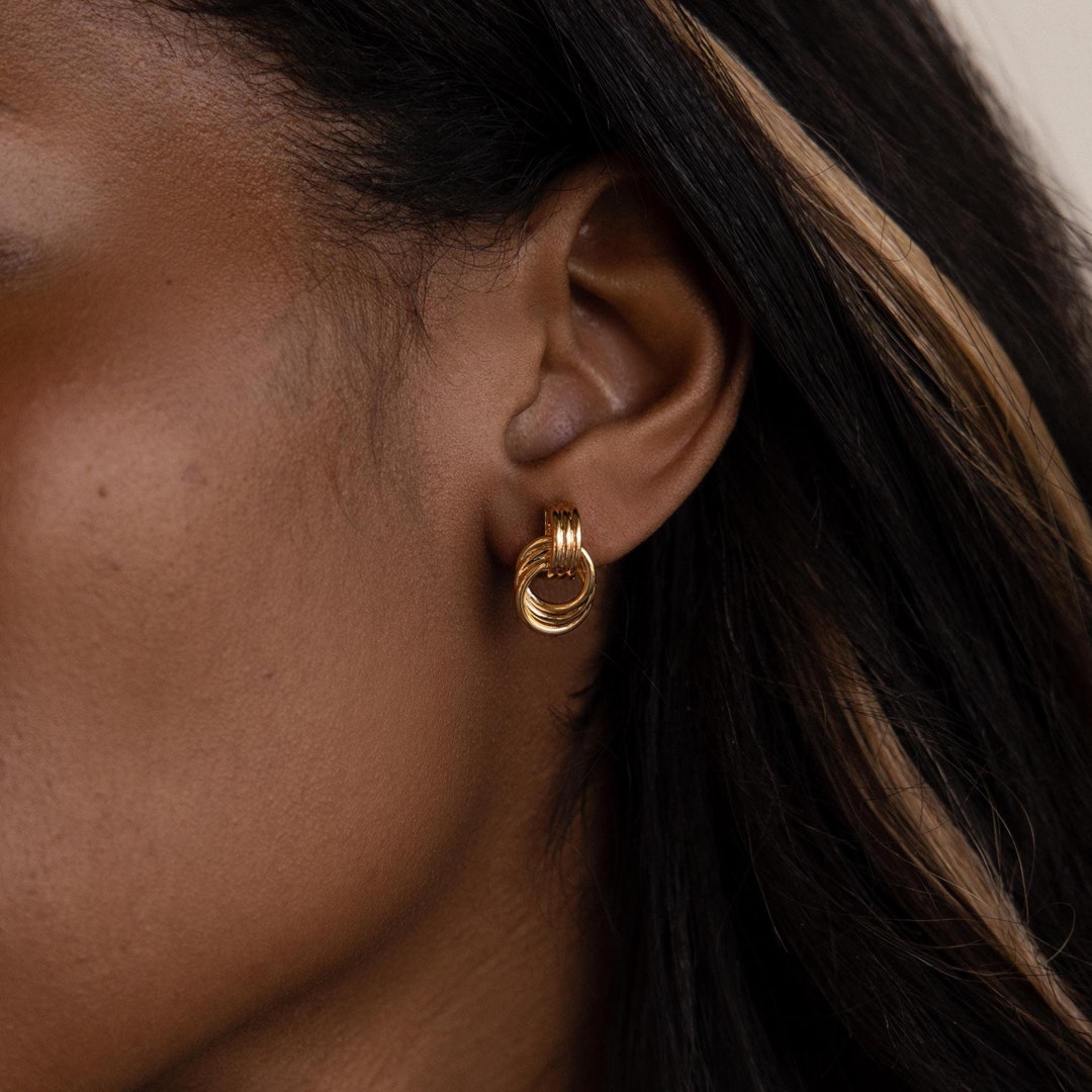 Micro Double Hoop Stud Earrings by Caitlyn Minimalist