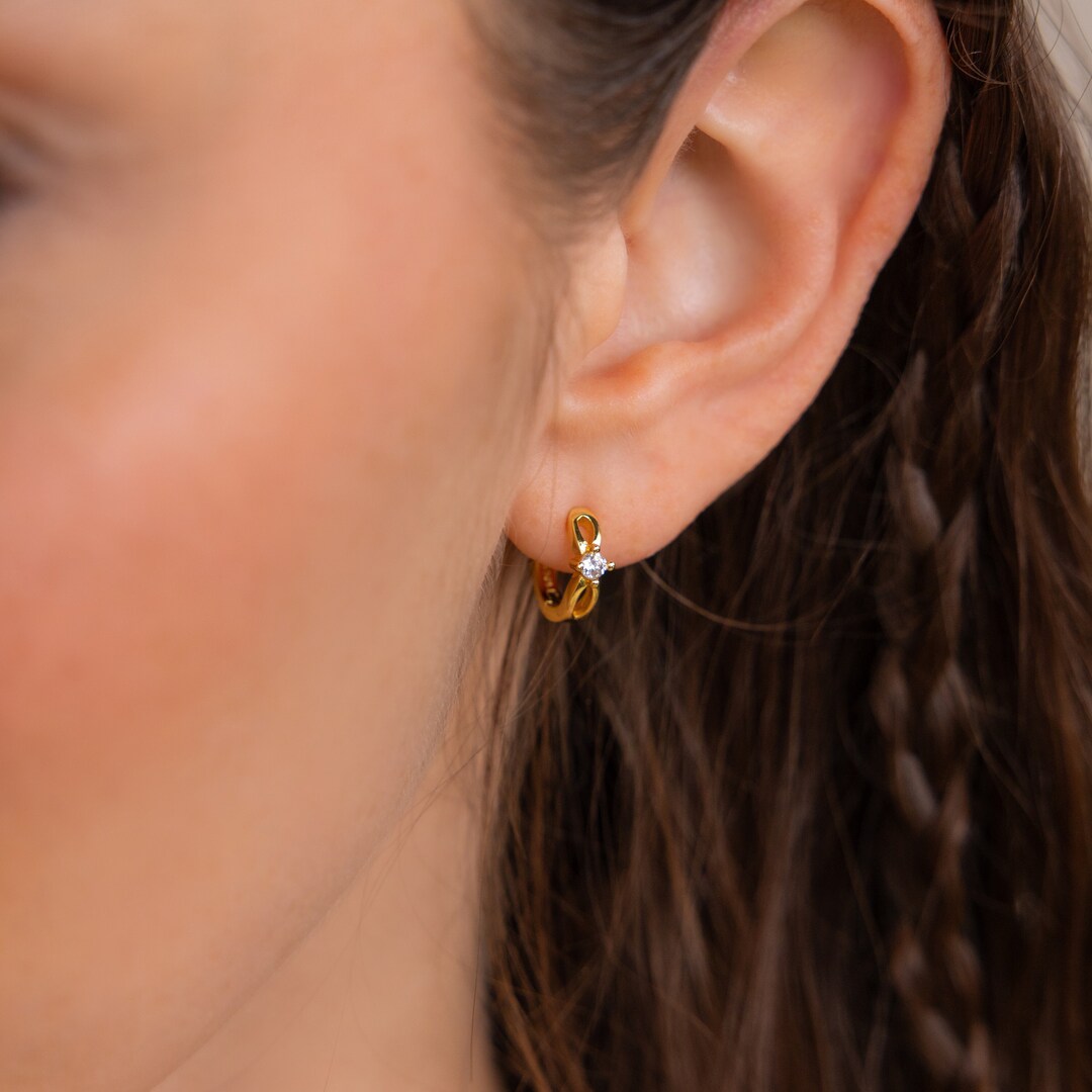 Diamond Infinity Hoop Earrings by Caitlyn Minimalist Bridal Earrings ...